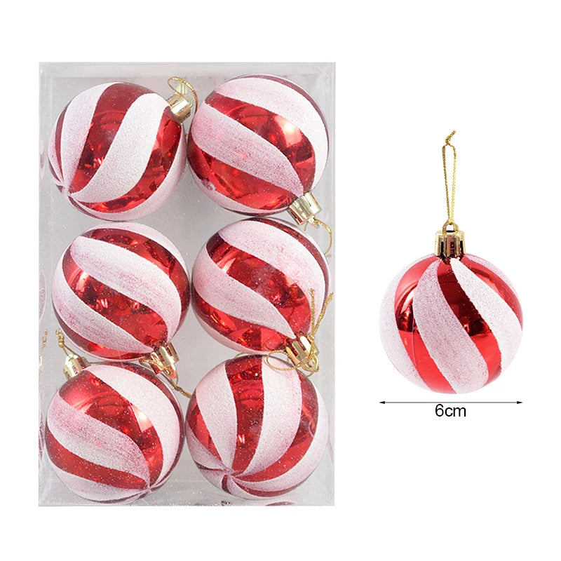 6Pcs/box 6cm Christmas Ball Ornaments Xmas Tree Hanging Pendant