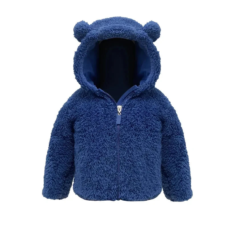 Winter Fleece Coats for Kids Baby Boys Girls Warm Jacket Bear Hoods Infant Toddler Outerwear Hooded Clothes Velvety