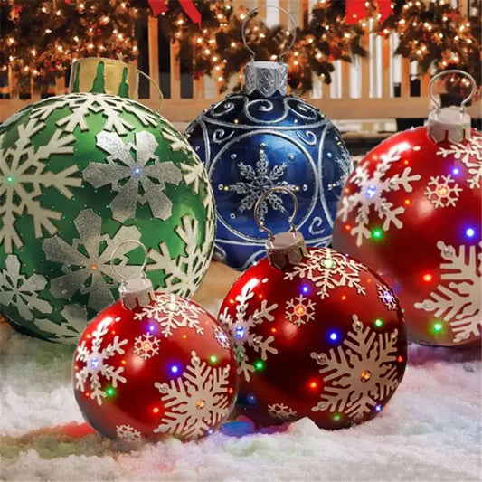 60cm Christmas Inflatable Decorated Ball Outdoor PVC Giant Big Large Balls Xmas Tree Decorations Toy Ball without Light Ornament