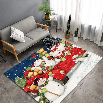 Alfombra navideña de Papá Noel y alce para decoración de sala de estar, sofá, mesa, alfombras de área grande, pasillo, balcón, alfombra antideslizante