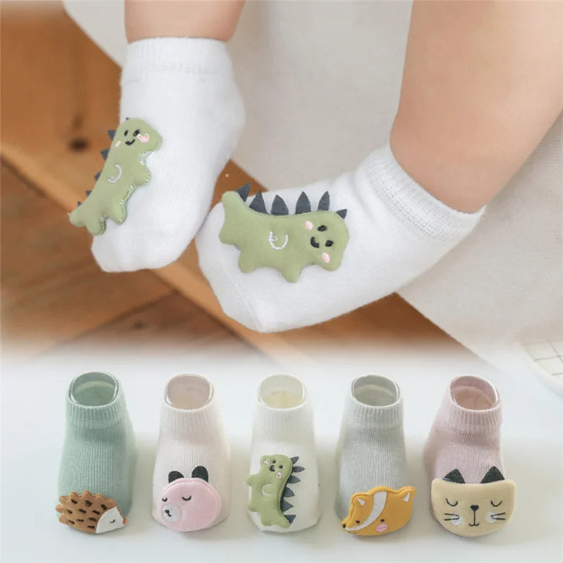 Cute Baby Boy Girl Socks Kids Dinosaur/fox Newborn Cheap Stuff Anti Slip for 0-3years