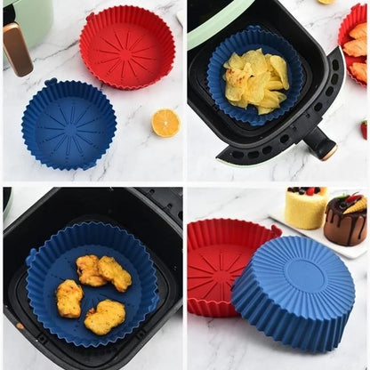 Air Fryer Silicone Liners Pot, Airfryer Basket, Replacement of Flammable Parchment Paper, Reusable Baking Tray Oven Accessories