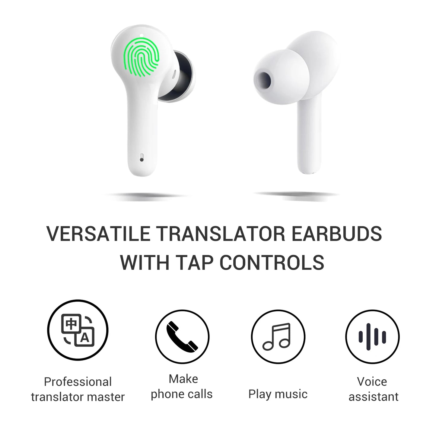 Wooask M6 Translator Earbuds,Real Time Voice Translator Headphones ,Two-way Offline Translation Device,for Travel Business