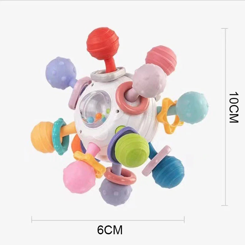 Montessori Baby Toys 0 12 Months Rotating Rattle Silicone Teething Toys Ball Grasping Activity Development Baby Sensory Toy