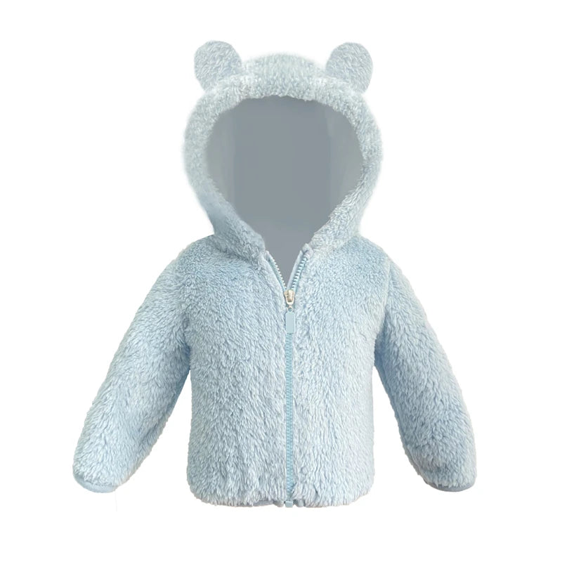 Winter Fleece Coats for Kids Baby Boys Girls Warm Jacket Bear Hoods Infant Toddler Outerwear Hooded Clothes Velvety