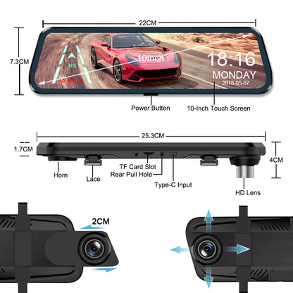 E-ACE 2.5K Mirror Camera For Car Touch Screen Video Recorder Rearview Mirror Dashcam 1440P GPS Wifi 24H Parking DVR Black Box