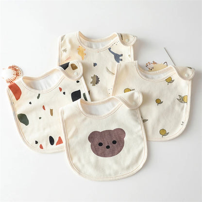 INS Style Infant Baby 100% Cotton Bibs Waterproof Cartoon Bib Burp Cloth Newborn Boy Girl Feeding Bibs Saliva Towel