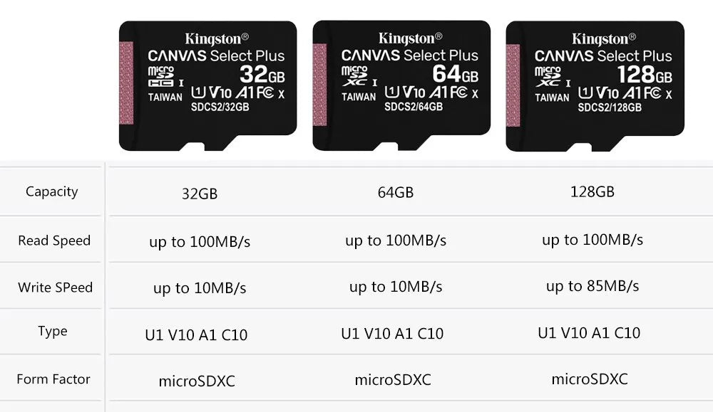 Kingston Memory Card 128GB 32GB Micro SD TF 64GB U1 V10 A1 MicroSD SDCS2 100Mb Reading Speed Class 10 Flash Micro Card for Phone