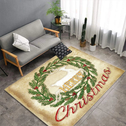 Alfombra navideña de Papá Noel y alce para decoración de sala de estar, sofá, mesa, alfombras de área grande, pasillo, balcón, alfombra antideslizante