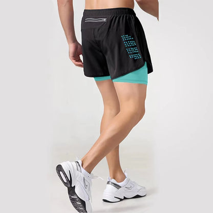 Pantalones cortos deportivos para hombre, ropa deportiva de dos niveles, pantalones cortos de entrenamiento de verano 2 en 1, ropa de playa para hombre, pantalones cortos para correr, gimnasio