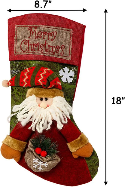 Christmas Stockings Classic Large Santa, Snowman, Reinder