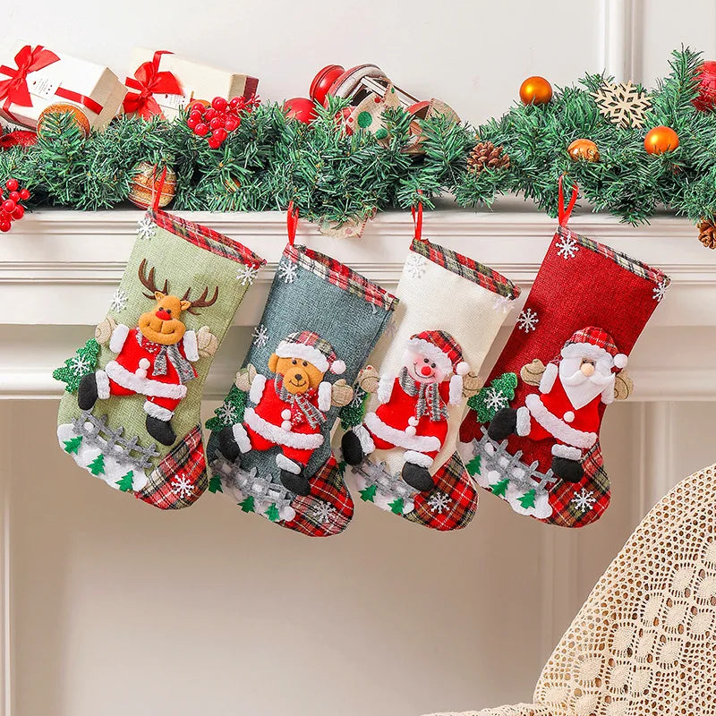 Christmas Stockings Ornament Sock 3D Pattern for kids decoration New Year