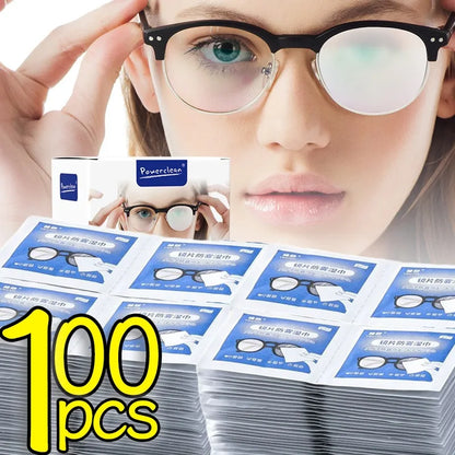 50/100Pcs Disposable Glasses Wet Paper Anti Fog Misting Dust Remover Cleaning Lens Wipes Sunglasses Phone Screen Cleaner Box Set