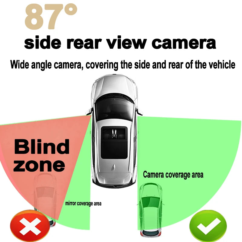 Car Left and Right Rear view Blind Spot Camera Night Vision Waterproof Parking Assistant Sticker Installation Reversing Monitor