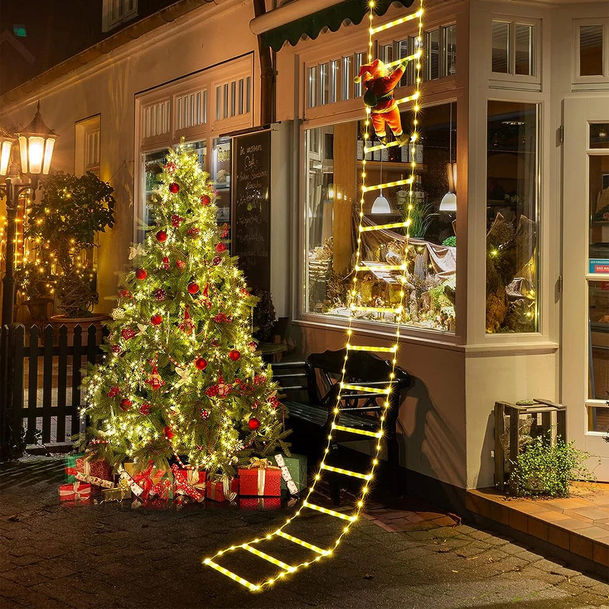 3M Santa Claus Climbing Ladder Warm Light 2024 Christmas Decoration for Home Outdoor Garden Cristmas tree Ornement New Year Gift