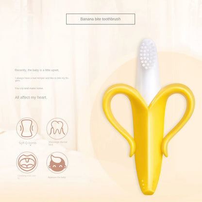 Banana Shape Safe Toddle Teether Baby Silicone Training Toothbrush BPA Free Banana Teething Ring Silicone Chew Dental Care Tooth