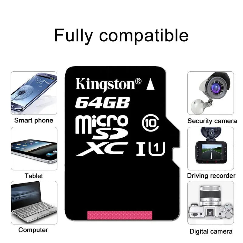 Kingston Memory Card 128GB 32GB Micro SD TF 64GB U1 V10 A1 MicroSD SDCS2 100Mb Reading Speed Class 10 Flash Micro Card for Phone