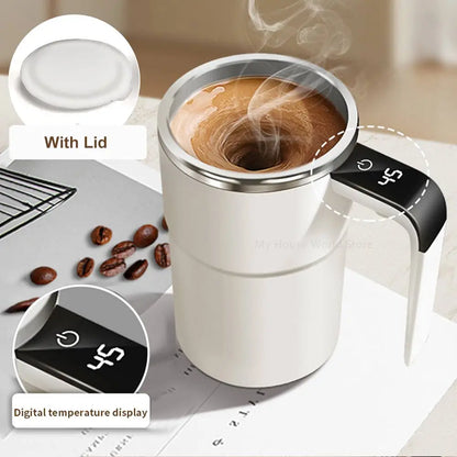 Automatic Stirring Cup Rechargeable Portable Coffee Electric Stirring Stainless Steel Mixer Rotating Magnetic Self Stirring Mugs