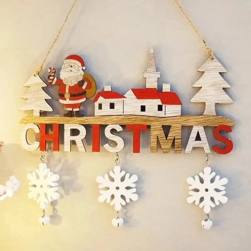 Wooden Christmas Hanging Pendants Gnome Santa Claus Decoration