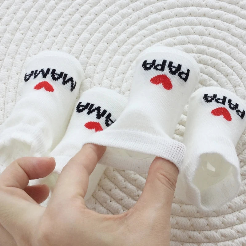 2Pairs Newborn Baby Girls Boys Socks White Cute Love MAMA PAPA