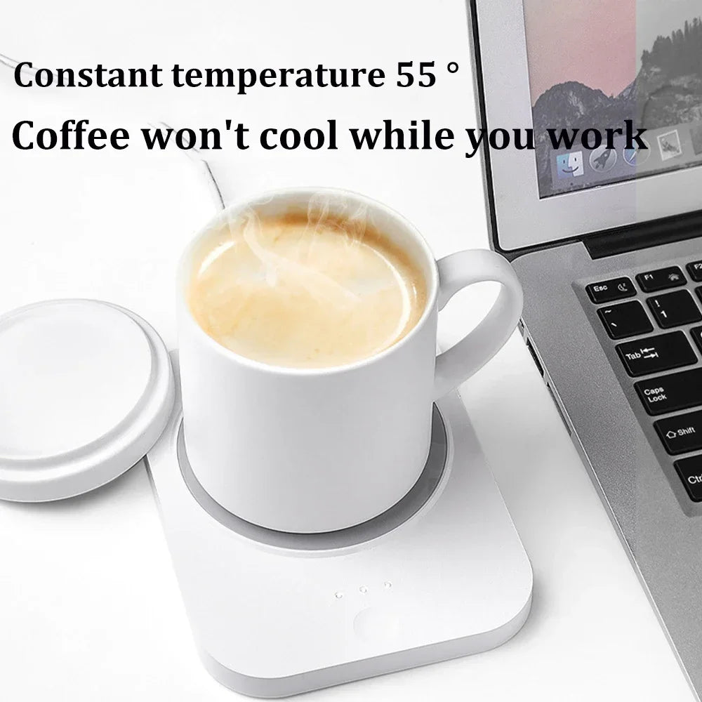 USB Wireless Charging Cup Warmer Pad Coffee Milk Tea Water Mug Heater 3 Gear Temperature Heating Coaster for Home Office Cup Mat