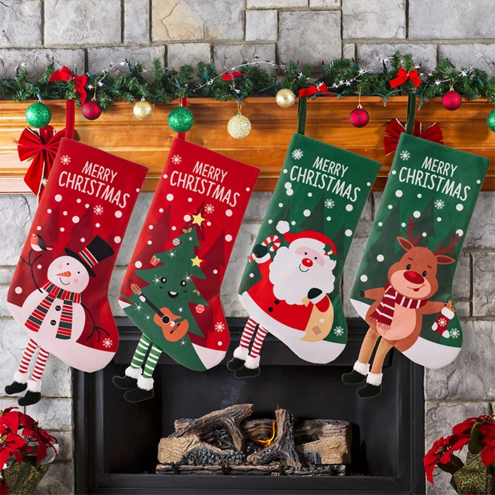 Christmas Stocking Large Santa, Snowman, Tree and Reindeer