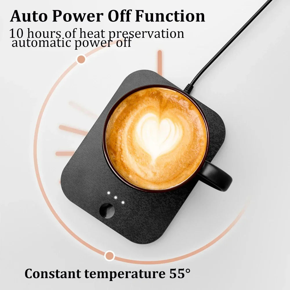 USB Wireless Charging Cup Warmer Pad Coffee Milk Tea Water Mug Heater 3 Gear Temperature Heating Coaster for Home Office Cup Mat