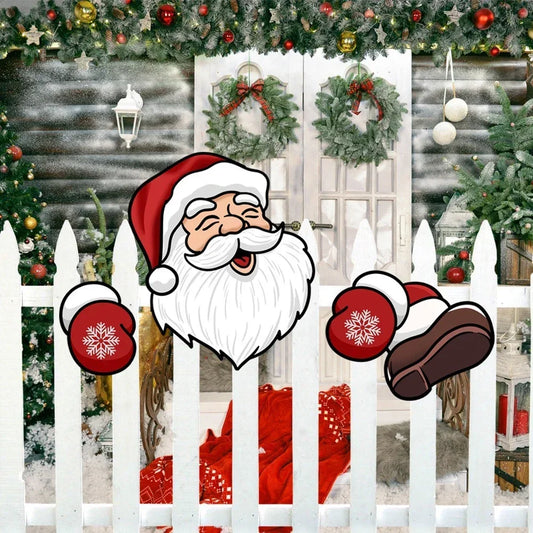 Festive Fence Ornament Christmas Decoration Colorful Patterns Easy Installation