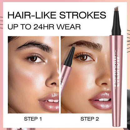 4 Fork Tip Eyebrow Pencil 3D Microblading Waterproof Dark Brown Natural Color Fine Stroke Magic Eyebrow Pencil