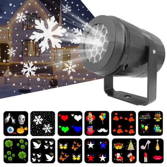 Christmas Party Lights LED Laser Snowflake Projector 4W Stage Lights Rotating Outdoor Garden Decor