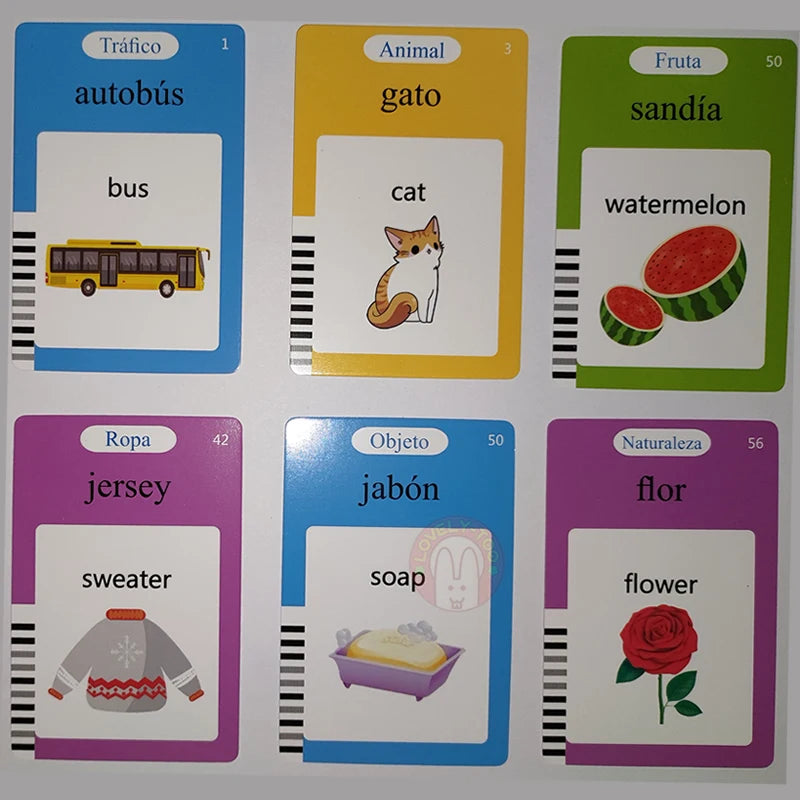 Cartão de memória flash inglês russo espanhol francês palavras visuais jogos abc aprendizagem idioma crianças educação brinquedos montessori livro de leitura