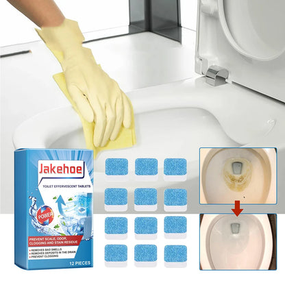 12Pcs Toilet Bowl Cleaner Tablets Remove Urine Stains Dirt Strong Detergent Automatic Cleaner Toilet Bowl Descaling Cleaner