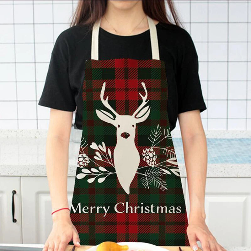 Linen Merry Christmas Apron Christmas Decorations for Home Kitchen Accessories 2024 Christmas Natal Navidad 2025 New Year Gifts