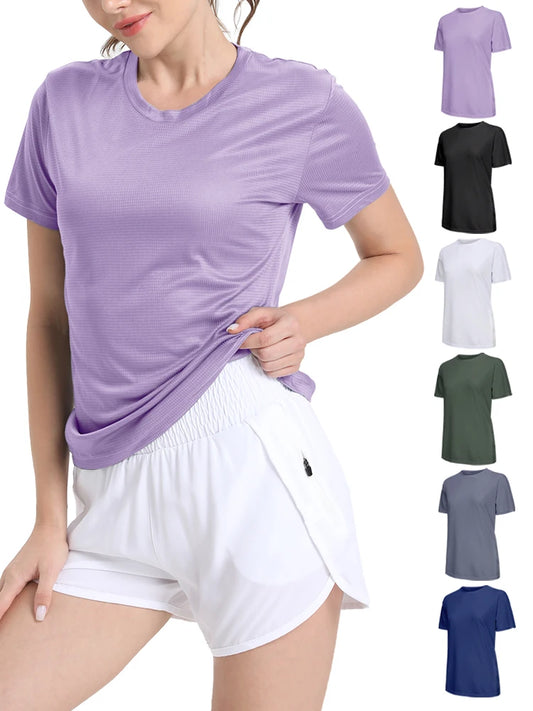 Women's Solid Color Ultralight Quick Dry Sport T-Shirt,Breathable Lightweight  ,Running Gym Compression Shirt