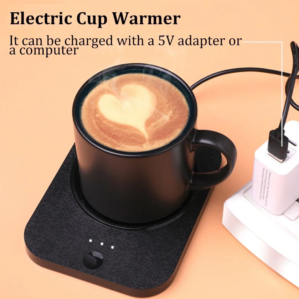 USB Wireless Charging Cup Warmer Pad Coffee Milk Tea Water Mug Heater 3 Gear Temperature Heating Coaster for Home Office Cup Mat