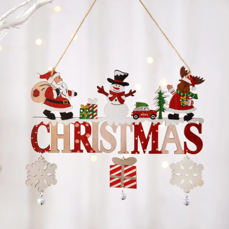 Wooden Christmas Hanging Pendants Gnome Santa Claus Decoration