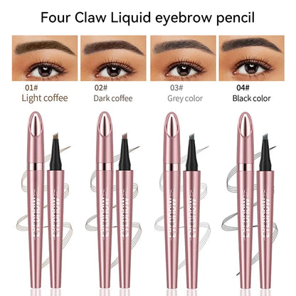 4 Fork Tip Eyebrow Pencil 3D Microblading Waterproof Dark Brown Natural Color Fine Stroke Magic Eyebrow Pencil