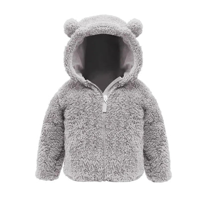 Winter Fleece Coats for Kids Baby Boys Girls Warm Jacket Bear Hoods Infant Toddler Outerwear Hooded Clothes Velvety