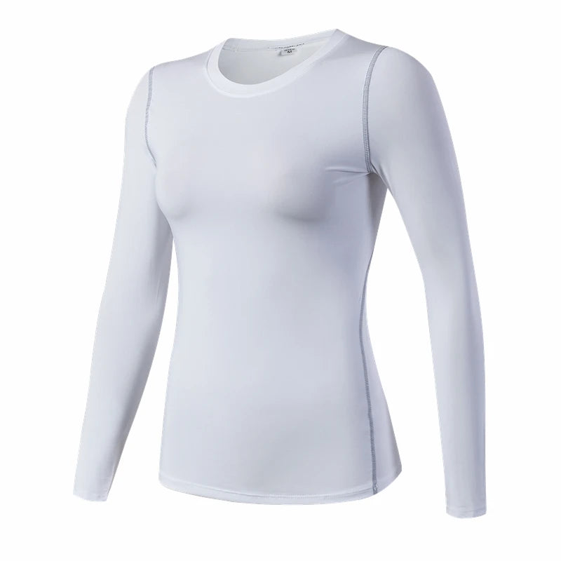 Base Layer Fitness Sport Shirt Quick Dry Mulheres Mangas compridas Top Ginásio Corrida Senhora Camiseta Treino Roupas Branco Yoga Camisa