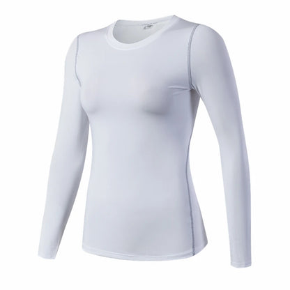 Base Layer Fitness Sport Shirt Quick Dry Mulheres Mangas compridas Top Ginásio Corrida Senhora Camiseta Treino Roupas Branco Yoga Camisa