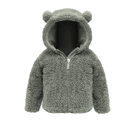 Winter Fleece Coats for Kids Baby Boys Girls Warm Jacket Bear Hoods Infant Toddler Outerwear Hooded Clothes Velvety