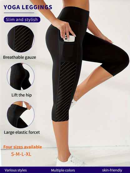 High-Waist Stretch Comfort Capri Leggings for Women - Moisture-Wicking, Versatile Use in Yoga, Running & Cycling - Breathable Activewear